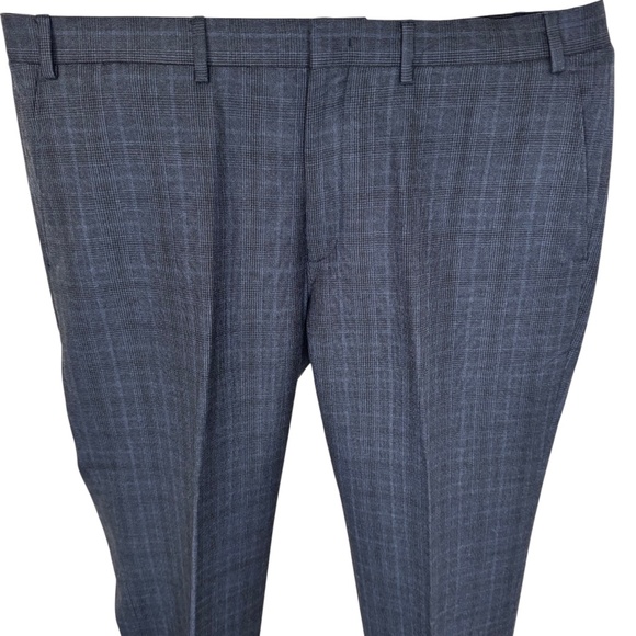 Ryan Seacrest Distinction Dress Pant Navy Blue Plaid - Picture 4 of 7